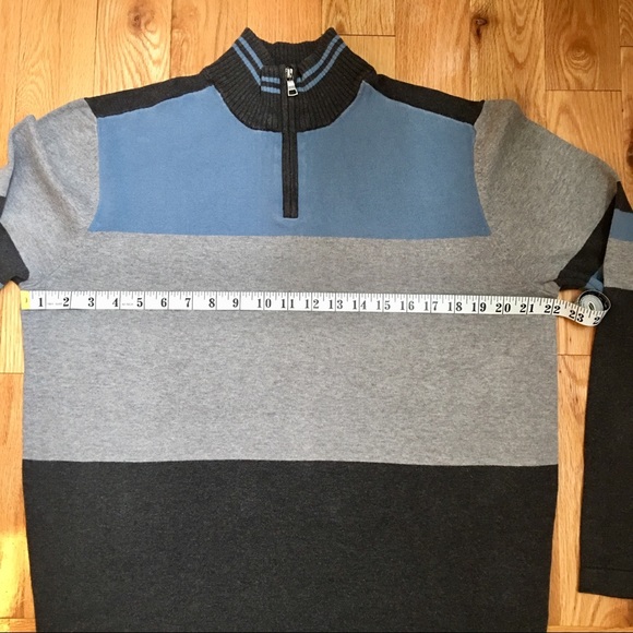 Mexx men’s grey and blue sweater with partial zip - Picture 5 of 12